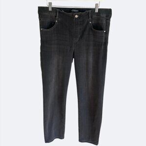 Liverpool Gia Glider Slim Jeans in Dark Gray- Pull on Style